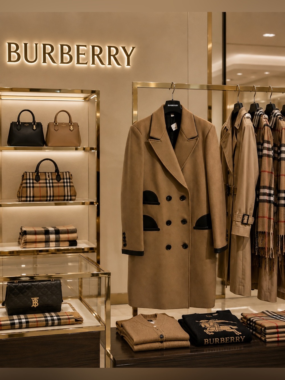 BURBERRY Lambskin Trim Wool Cashmere Blend Tailored Coat 10 Excellent Condition - Picture 2 of 7